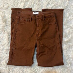 Pistola Lennon High Rise Crop Boot Jeans in Coated Cognac Size 26
